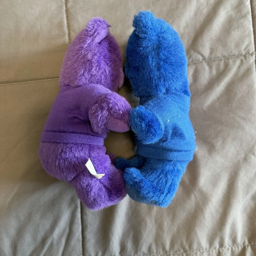 Lot of 2 Blue Purple 1986 Crayola Teddy Bears Stuffie VTG 80s Collectible Colors